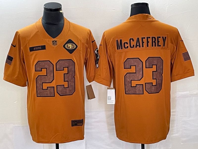 Men San Francisco 49ers 23 Mccaffrey brown Nike 2023 Salute To Service Limited NFL Jersey